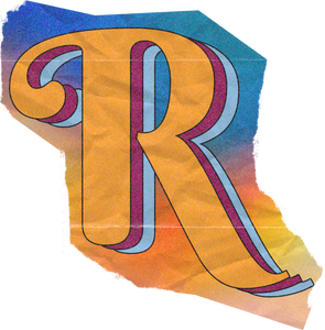 Vibrant Scanned Cutout Letter R